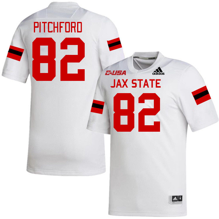 #82 Colton Pitchford Jacksonville State Gamecocks College Football Jerseys Stitched-White